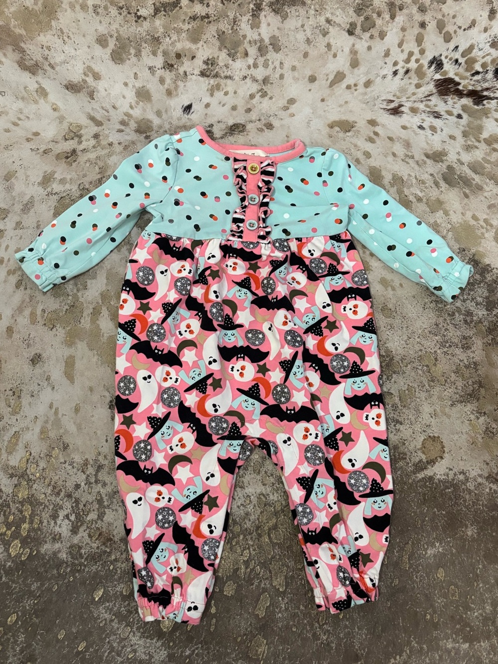 Matilda Jane Mint and Pink Polka-Dot Baby Romper